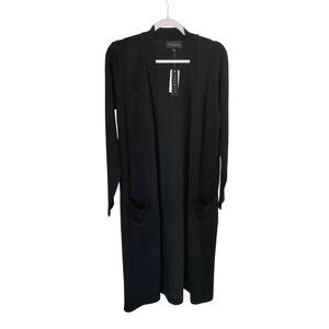 Premier Clothing Womens Long Knee Length Black Two Front Pocket Sweater NWT